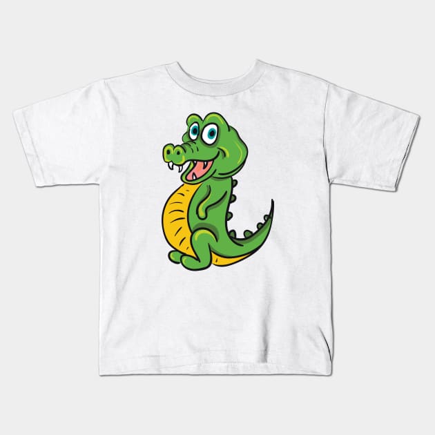 Cute crocodile or alligator cartoon Kids T-Shirt by Morphart